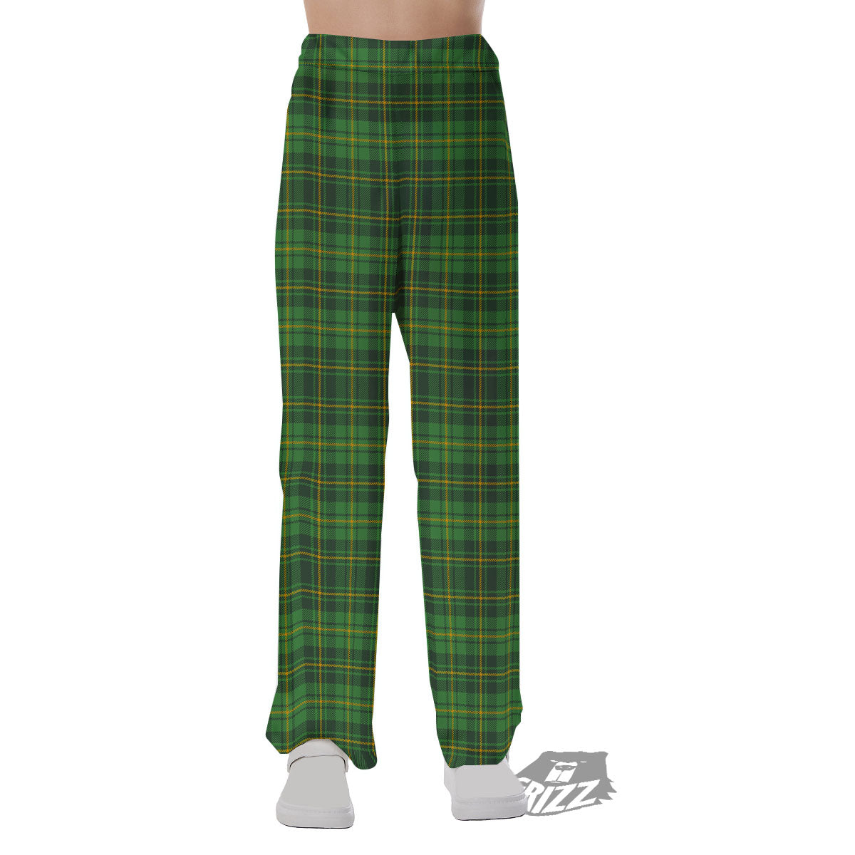 St. Patrick's Day Green Tartan Print Pajama Pants-grizzshop