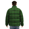 St. Patrick's Day Green Tartan Print Puffer Jacket-grizzshop