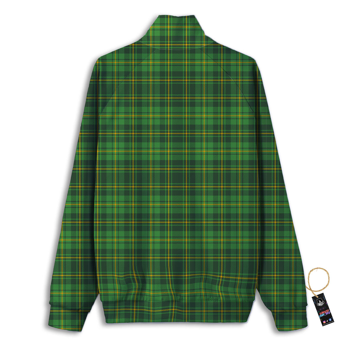 St. Patrick's Day Green Tartan Print Track Jacket-grizzshop