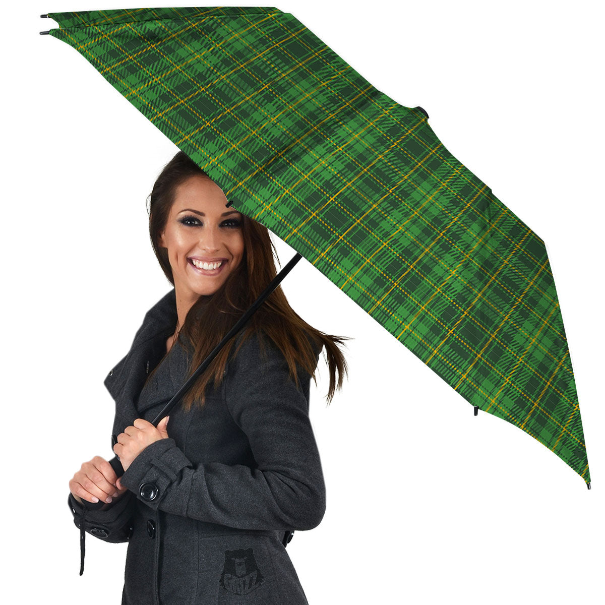 St. Patrick's Day Green Tartan Print Umbrella-grizzshop