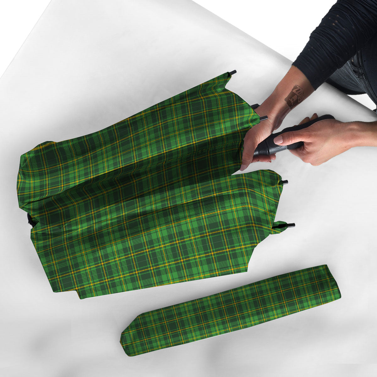 St. Patrick's Day Green Tartan Print Umbrella-grizzshop