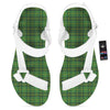 St. Patrick's Day Green Tartan Print White Open Toe Sandals-grizzshop