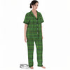 St. Patrick's Day Green Tartan Print Women's Pajamas Set-grizzshop