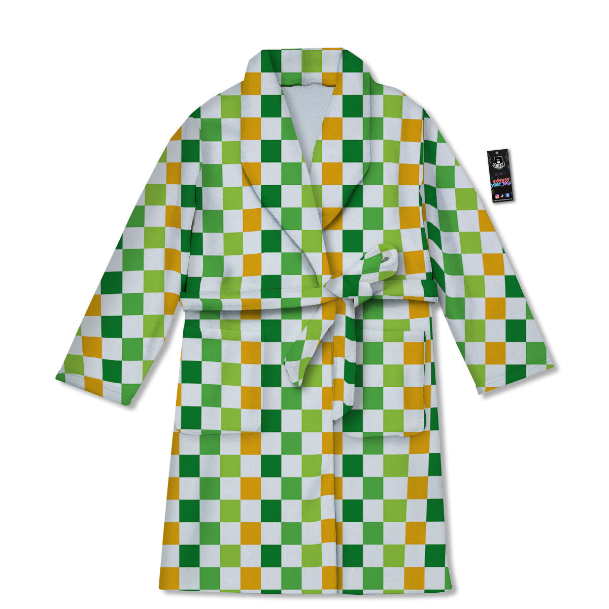 St. Patrick's Day Irish Checkered Print Bathrobe-grizzshop