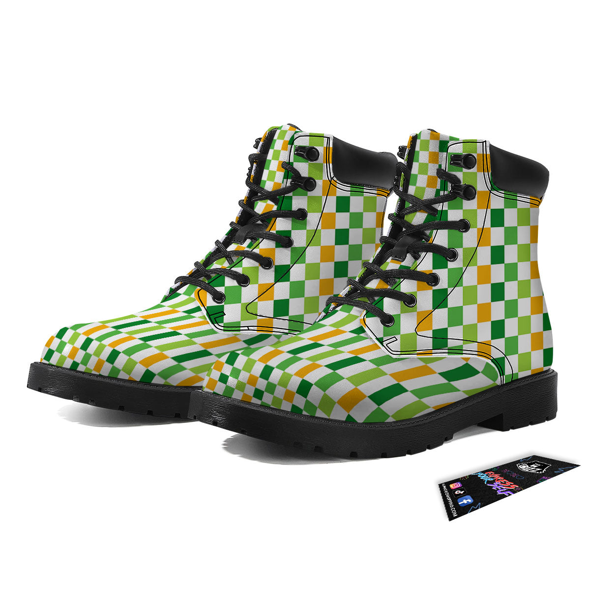 St. Patrick's Day Irish Checkered Print Boots-grizzshop