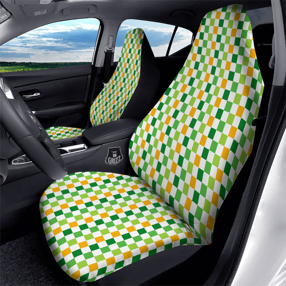 St. Patrick's Day Irish Checkered Print Car Seat Covers-grizzshop