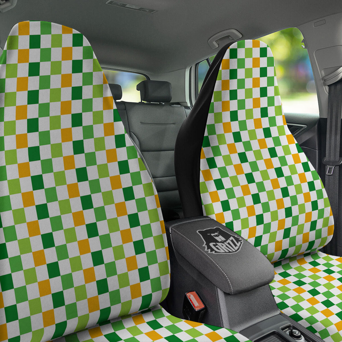 St. Patrick's Day Irish Checkered Print Car Seat Covers-grizzshop