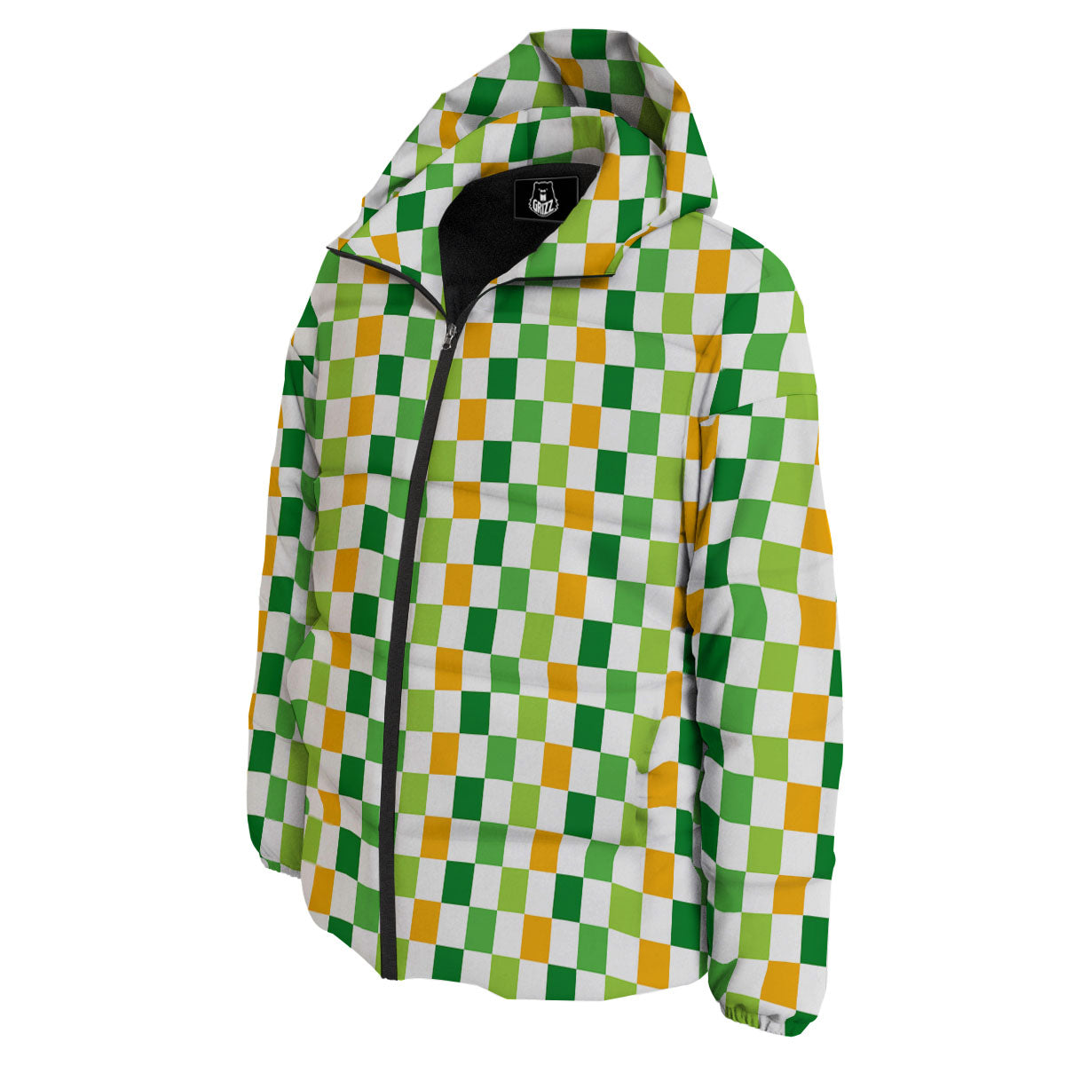 St. Patrick's Day Irish Checkered Print Down Jacket-grizzshop