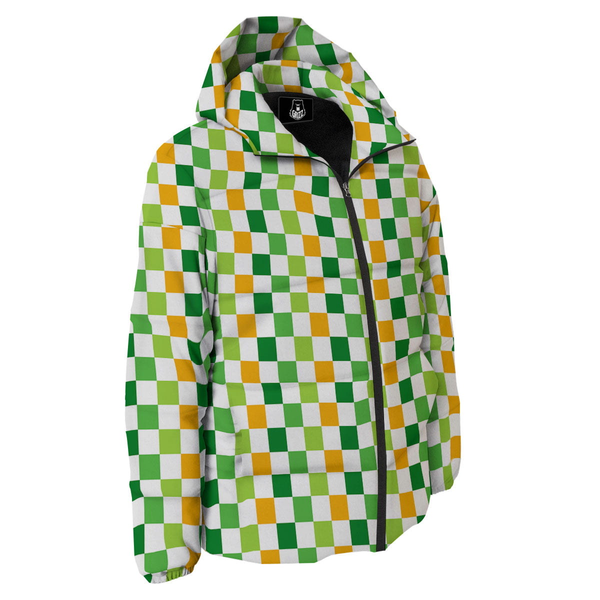 St. Patrick's Day Irish Checkered Print Down Jacket-grizzshop