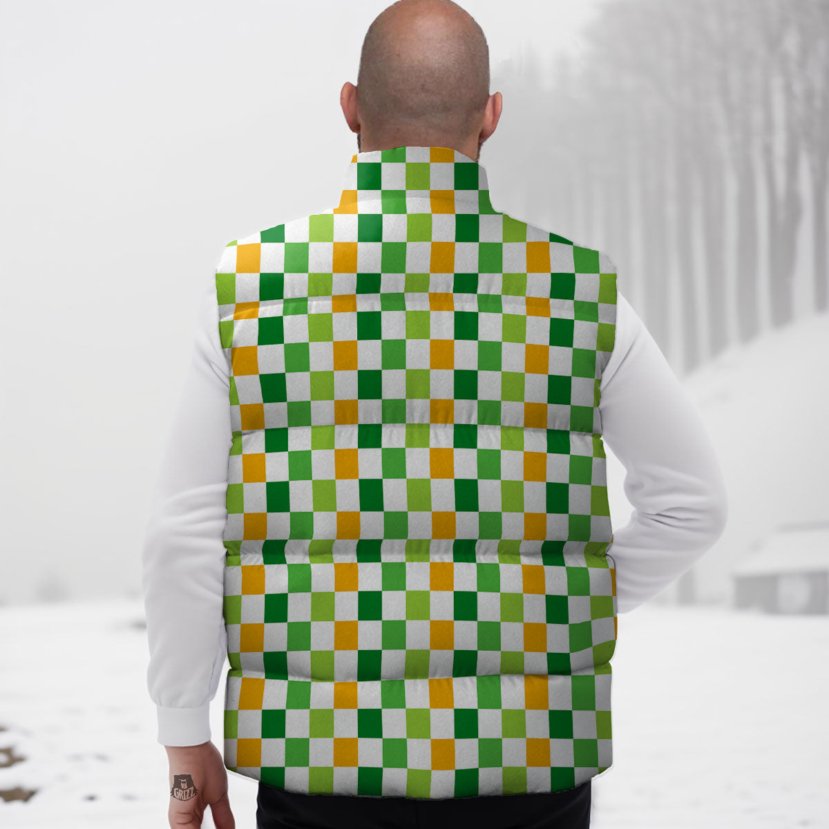 St. Patrick's Day Irish Checkered Print Down Vest