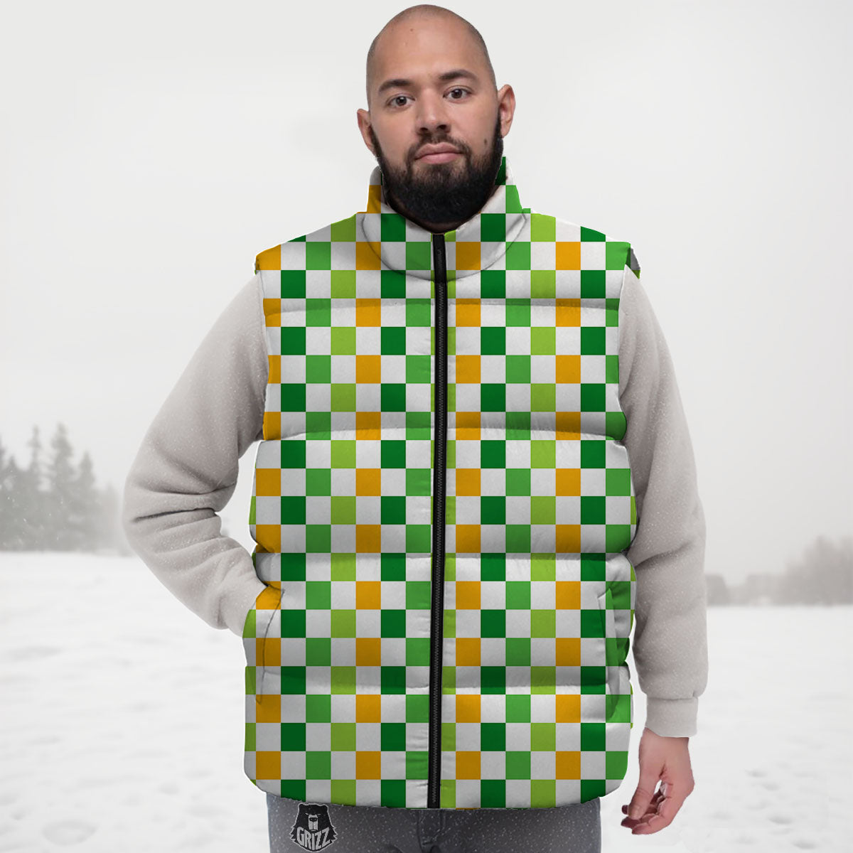 St. Patrick's Day Irish Checkered Print Down Vest