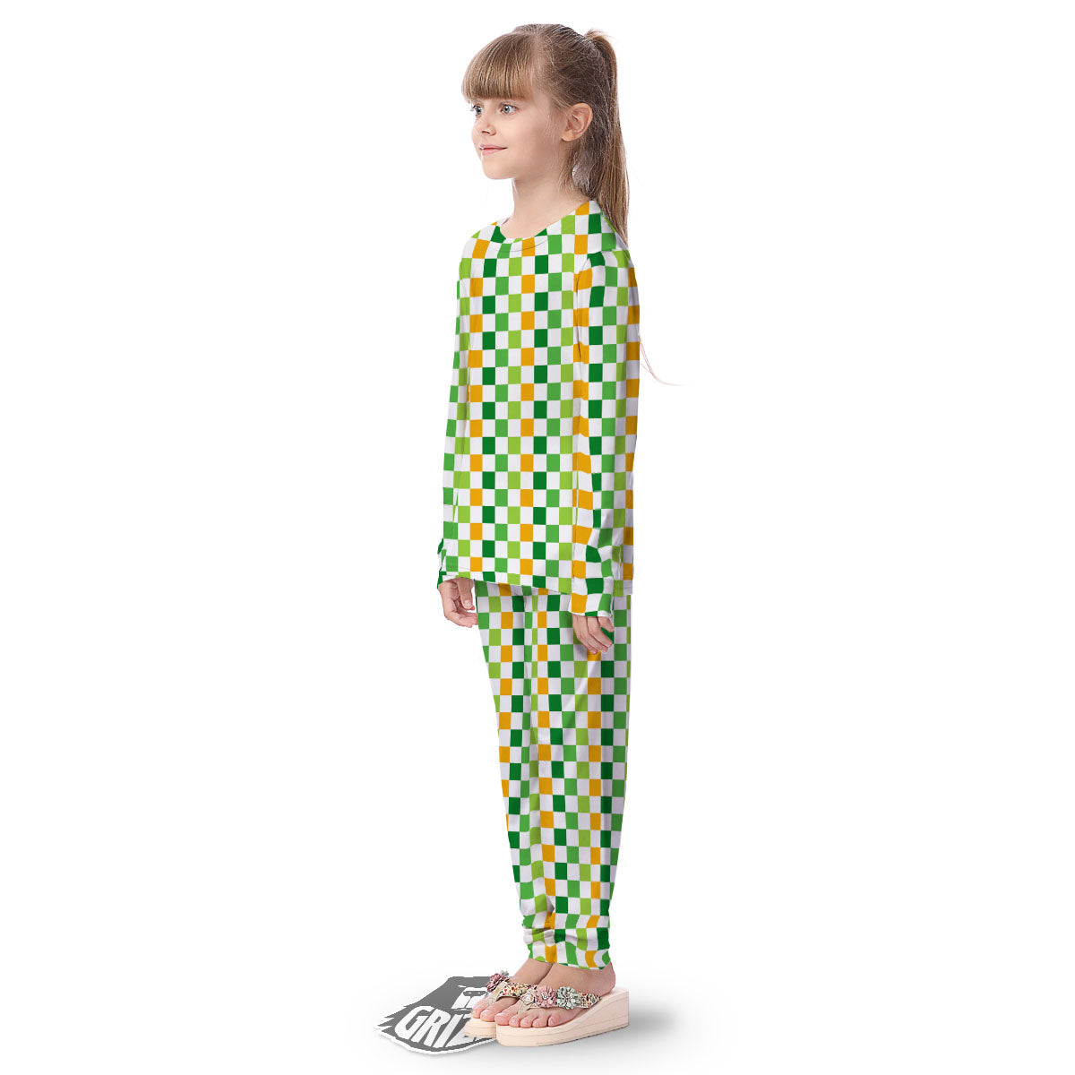 St. Patrick's Day Irish Checkered Print Kid's Pajamas-grizzshop