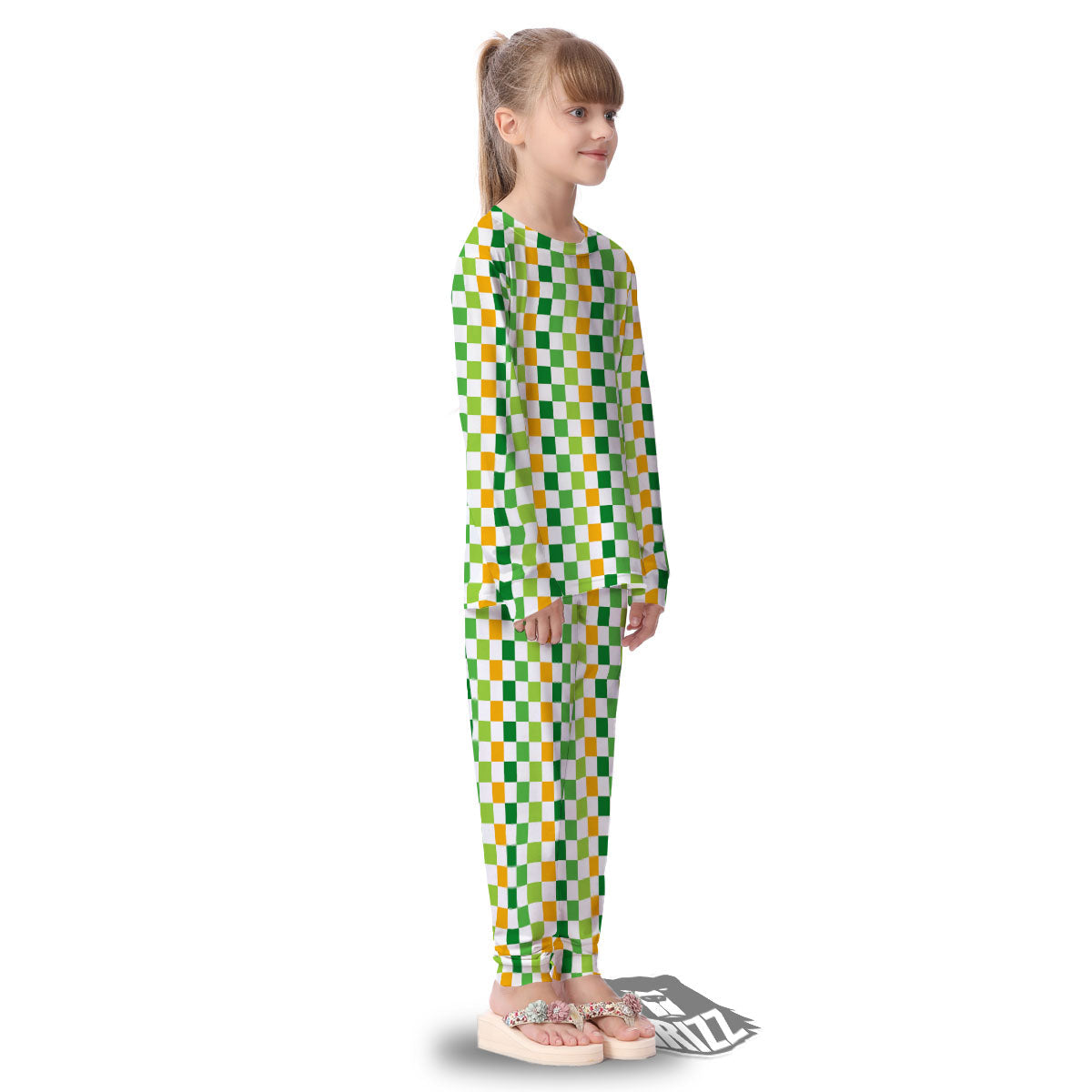 St. Patrick's Day Irish Checkered Print Kid's Pajamas-grizzshop