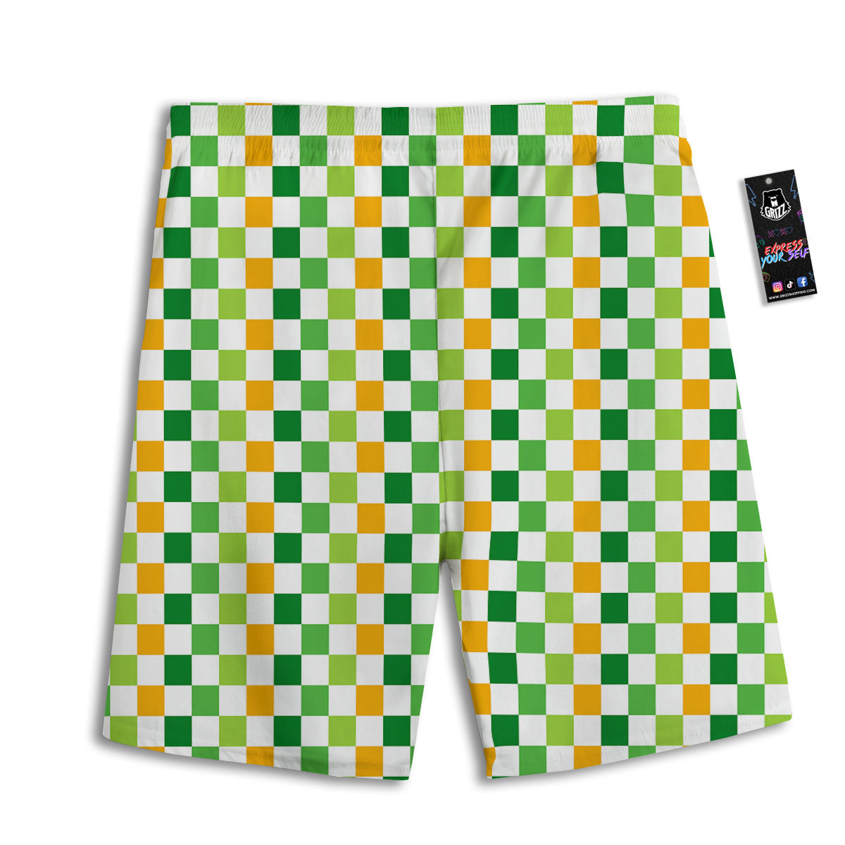 St. Patrick's Day Irish Checkered Print Men's Athletic Shorts