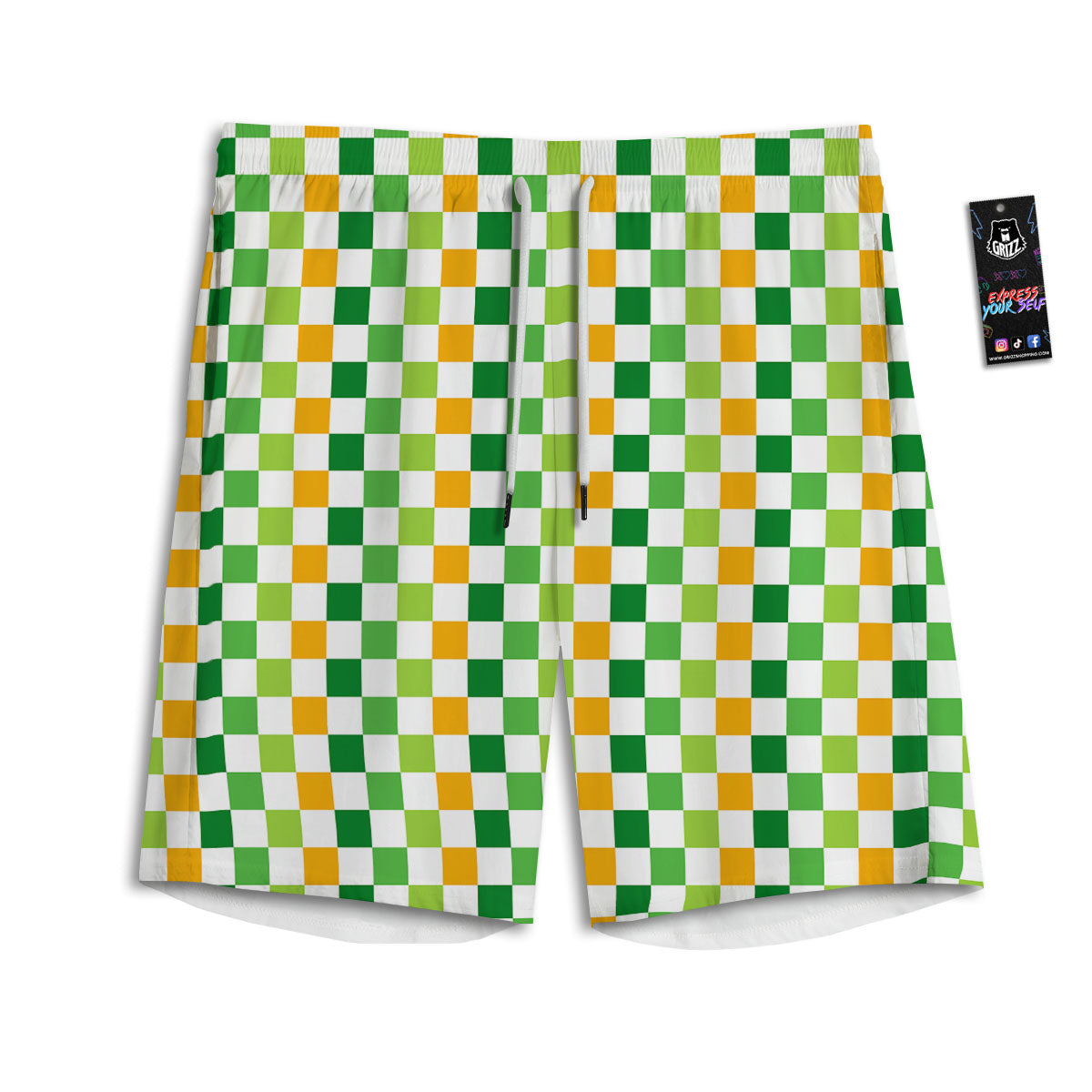 St. Patrick's Day Irish Checkered Print Men's Athletic Shorts