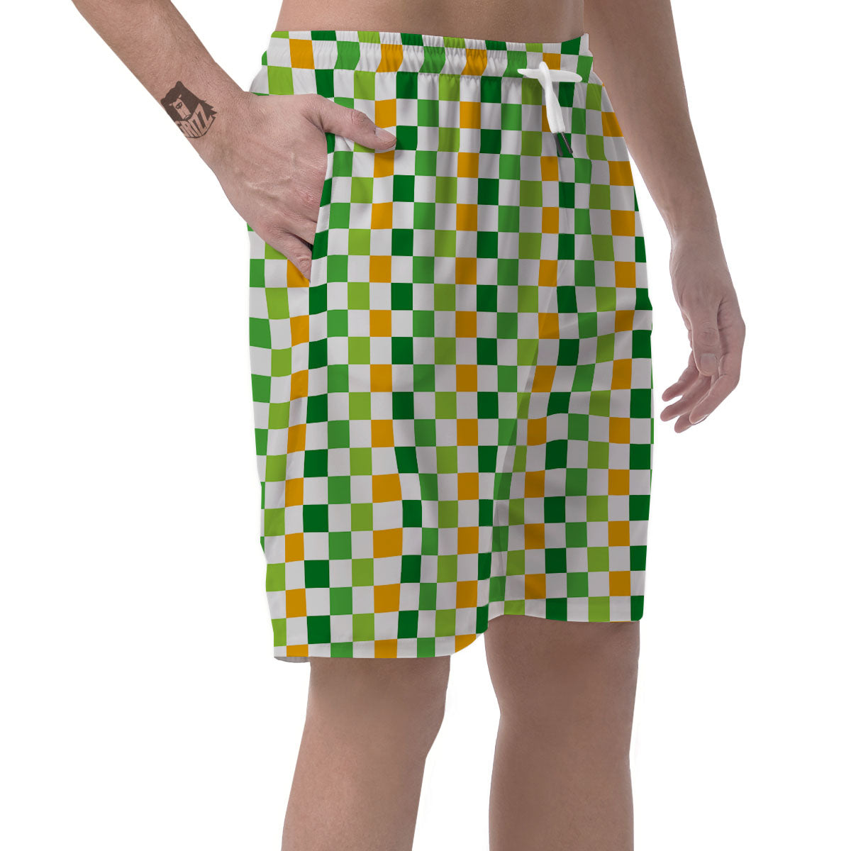 St. Patrick's Day Irish Checkered Print Men's Shorts-grizzshop