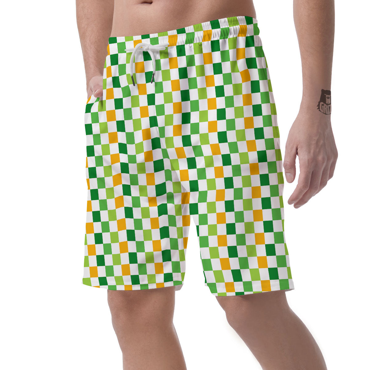 St. Patrick's Day Irish Checkered Print Men's Shorts-grizzshop