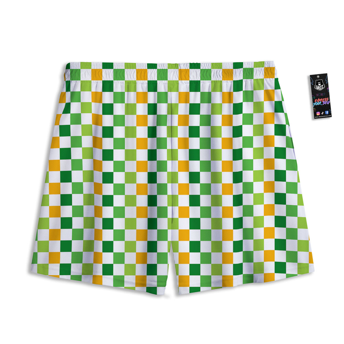 St. Patrick's Day Irish Checkered Print Mesh Shorts