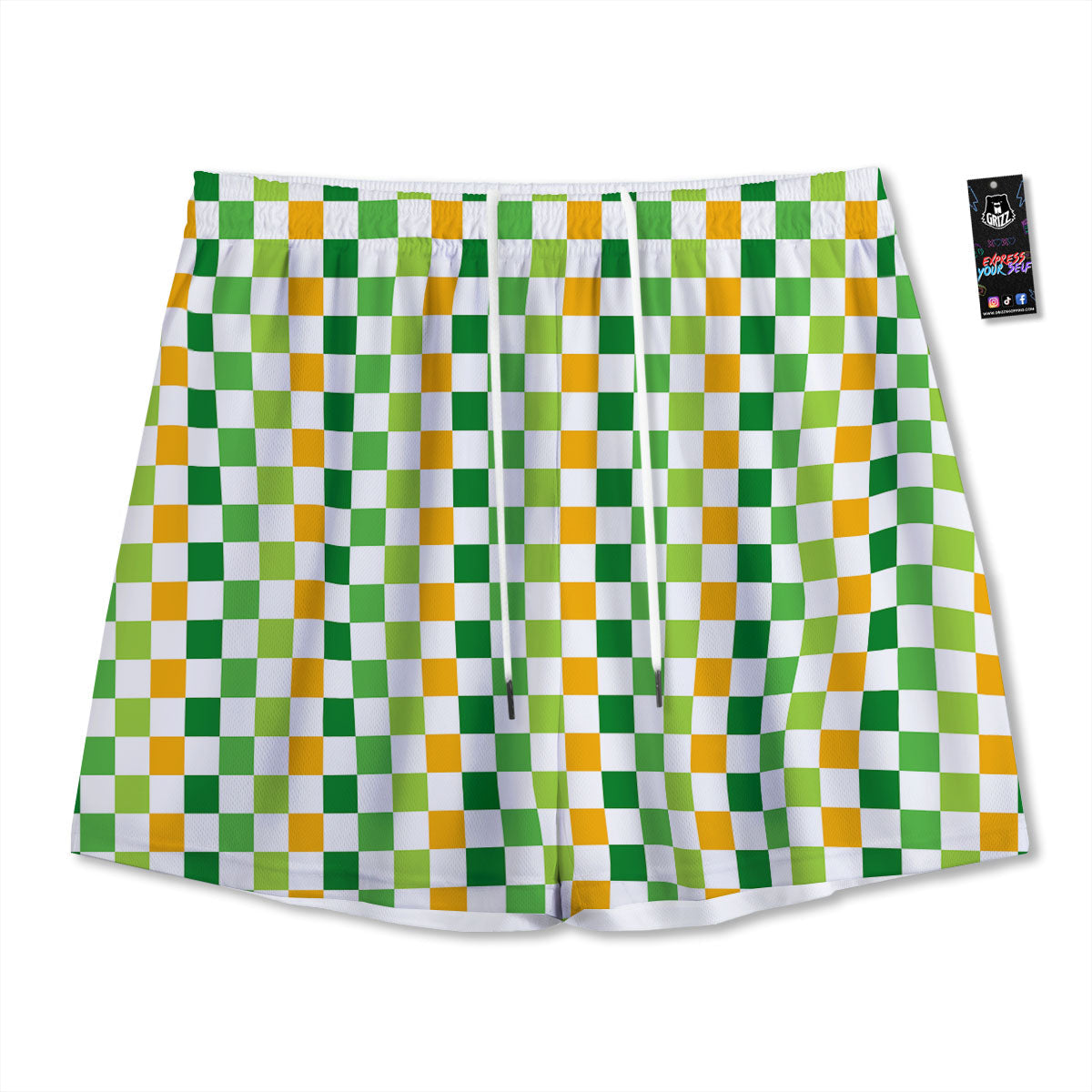 St. Patrick's Day Irish Checkered Print Mesh Shorts