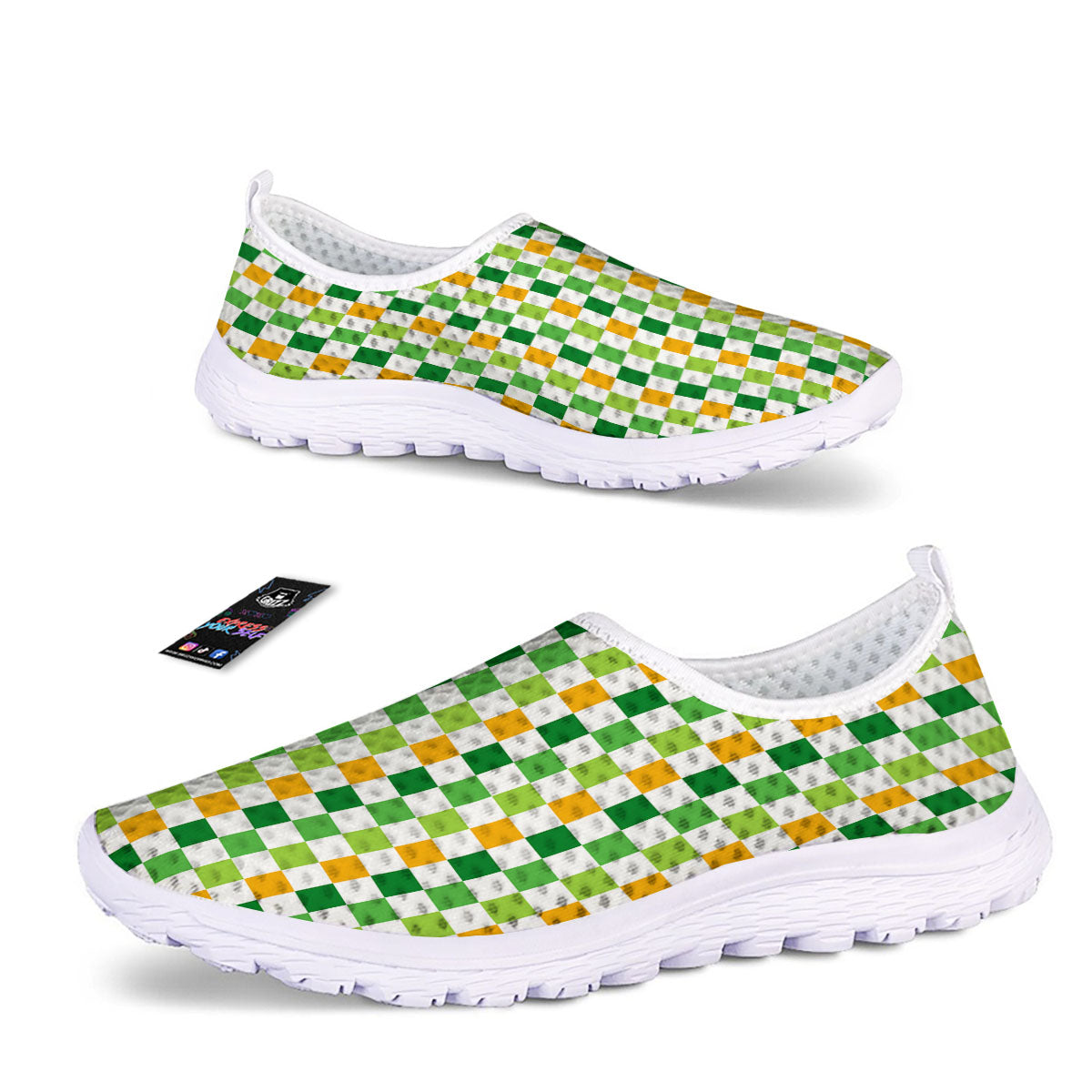 St. Patrick's Day Irish Checkered Print Nurse Shoes-grizzshop