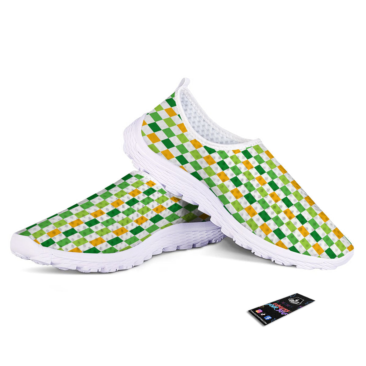 St. Patrick's Day Irish Checkered Print Nurse Shoes-grizzshop