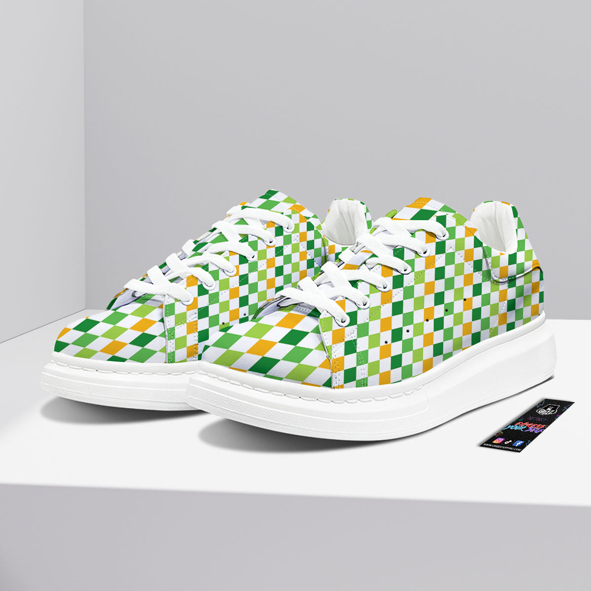 St. Patrick's Day Irish Checkered Print Platform Shoes-grizzshop