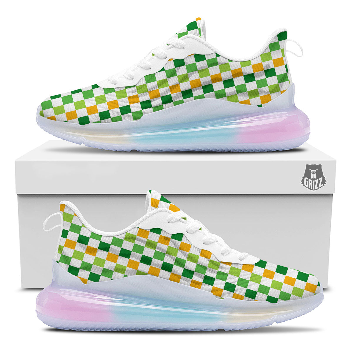 St. Patrick's Day Irish Checkered Print Running Sneakers-grizzshop