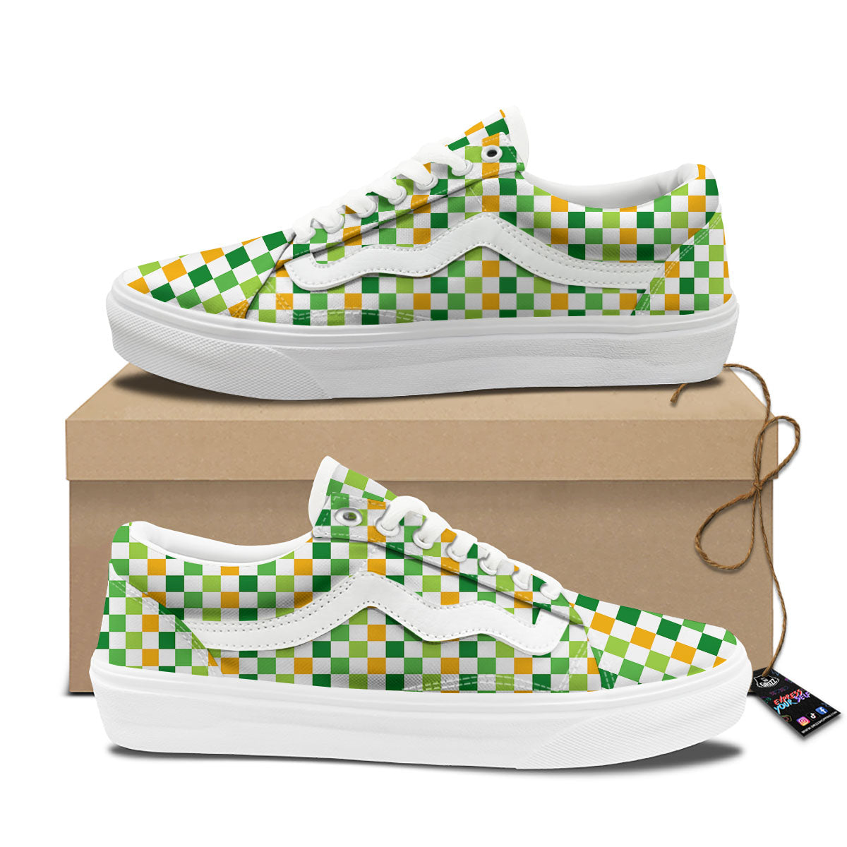 St. Patrick's Day Irish Checkered Print Skate Shoes-grizzshop