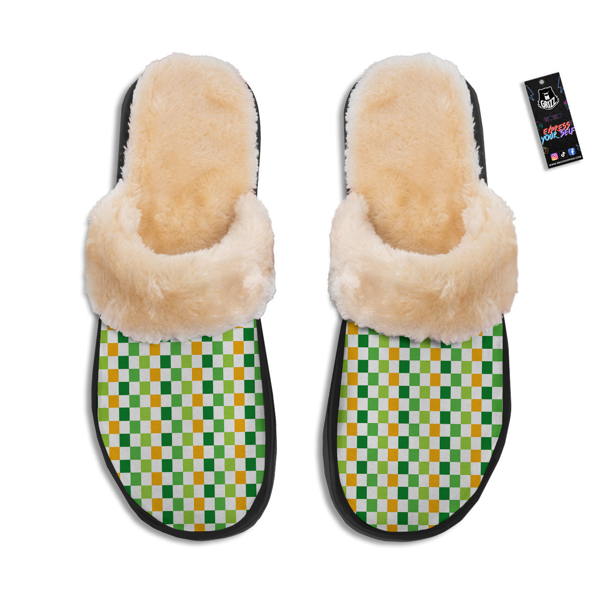 St. Patrick's Day Irish Checkered Print Slippers-grizzshop