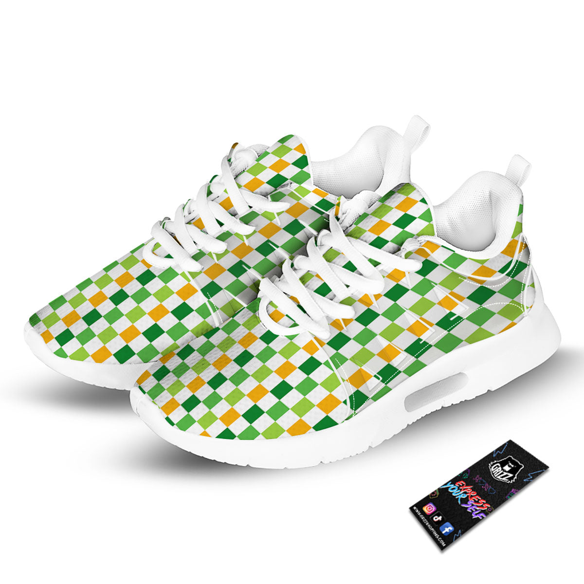 St. Patrick's Day Irish Checkered Print Tennis Shoes-grizzshop