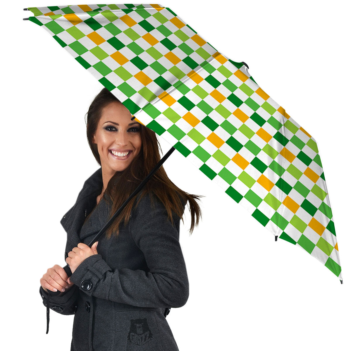 St. Patrick's Day Irish Checkered Print Umbrella-grizzshop
