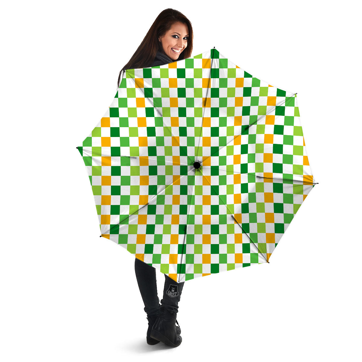 St. Patrick's Day Irish Checkered Print Umbrella-grizzshop