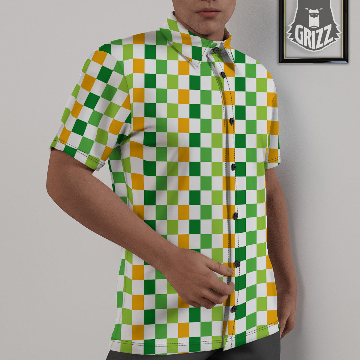St. Patrick's Day Irish Checkered Print Untucked Shirts-grizzshop