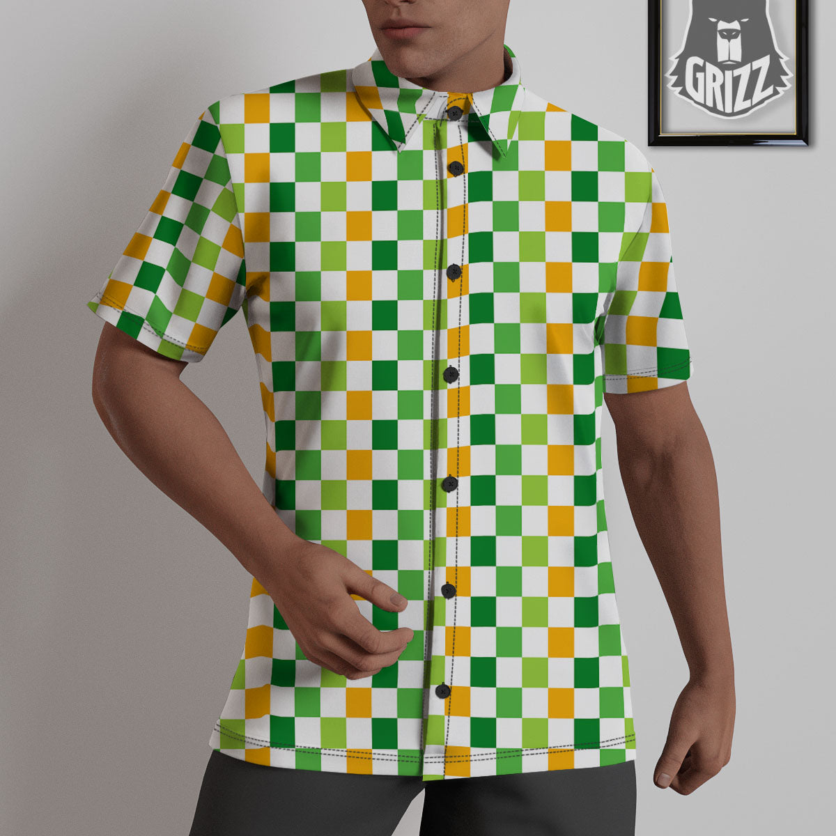 St. Patrick's Day Irish Checkered Print Untucked Shirts-grizzshop