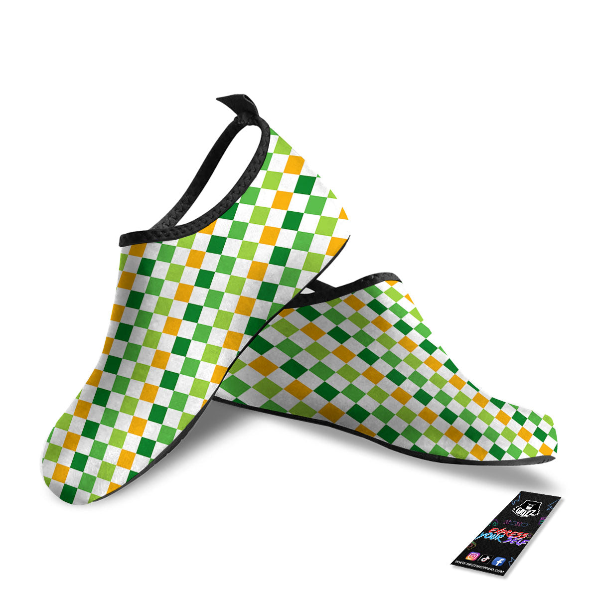 St. Patrick's Day Irish Checkered Print Water Shoes-grizzshop