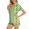 St. Patrick's Day Irish Checkered Print Women Silk Pajamas-grizzshop