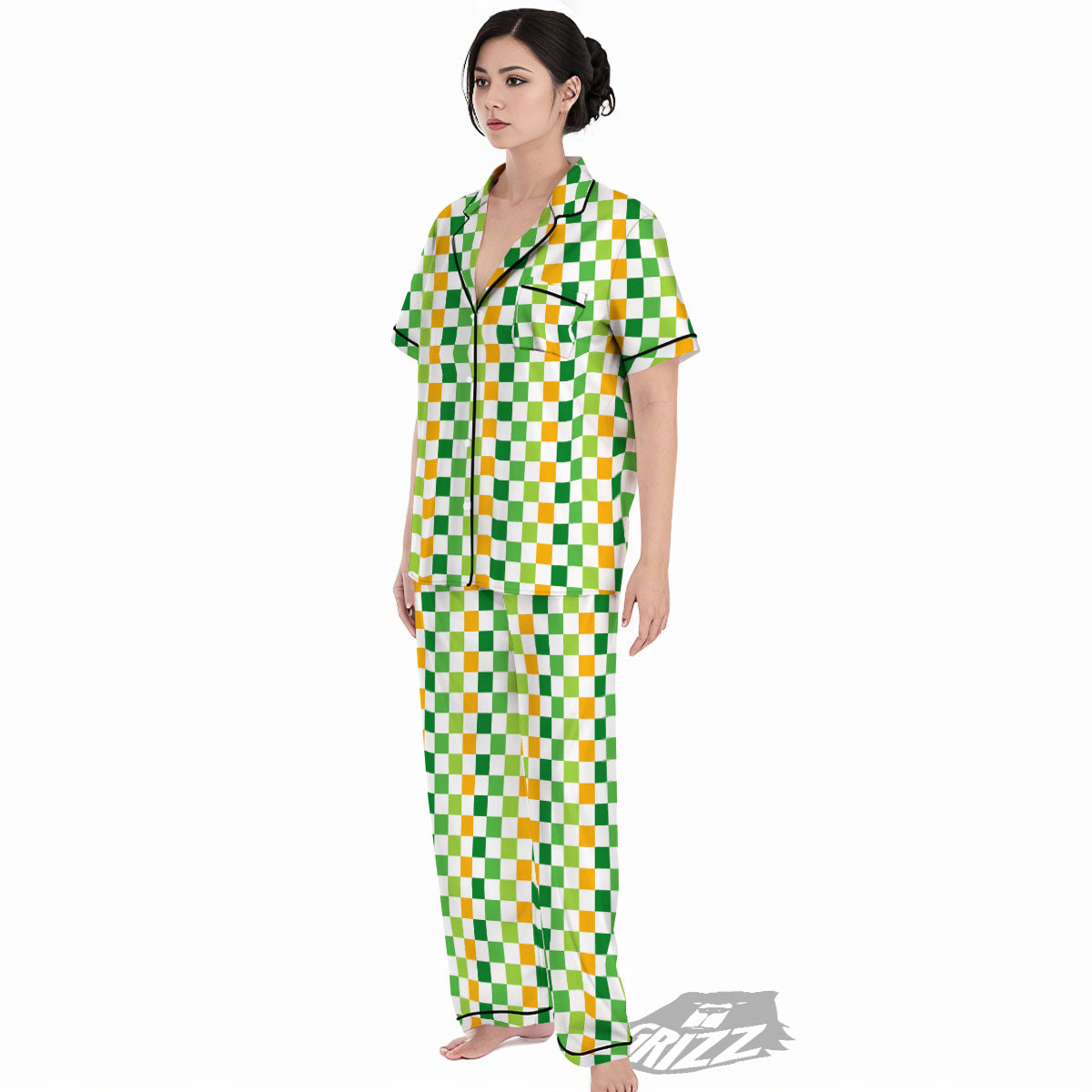 St. Patrick's Day Irish Checkered Print Women's Pajamas Set-grizzshop