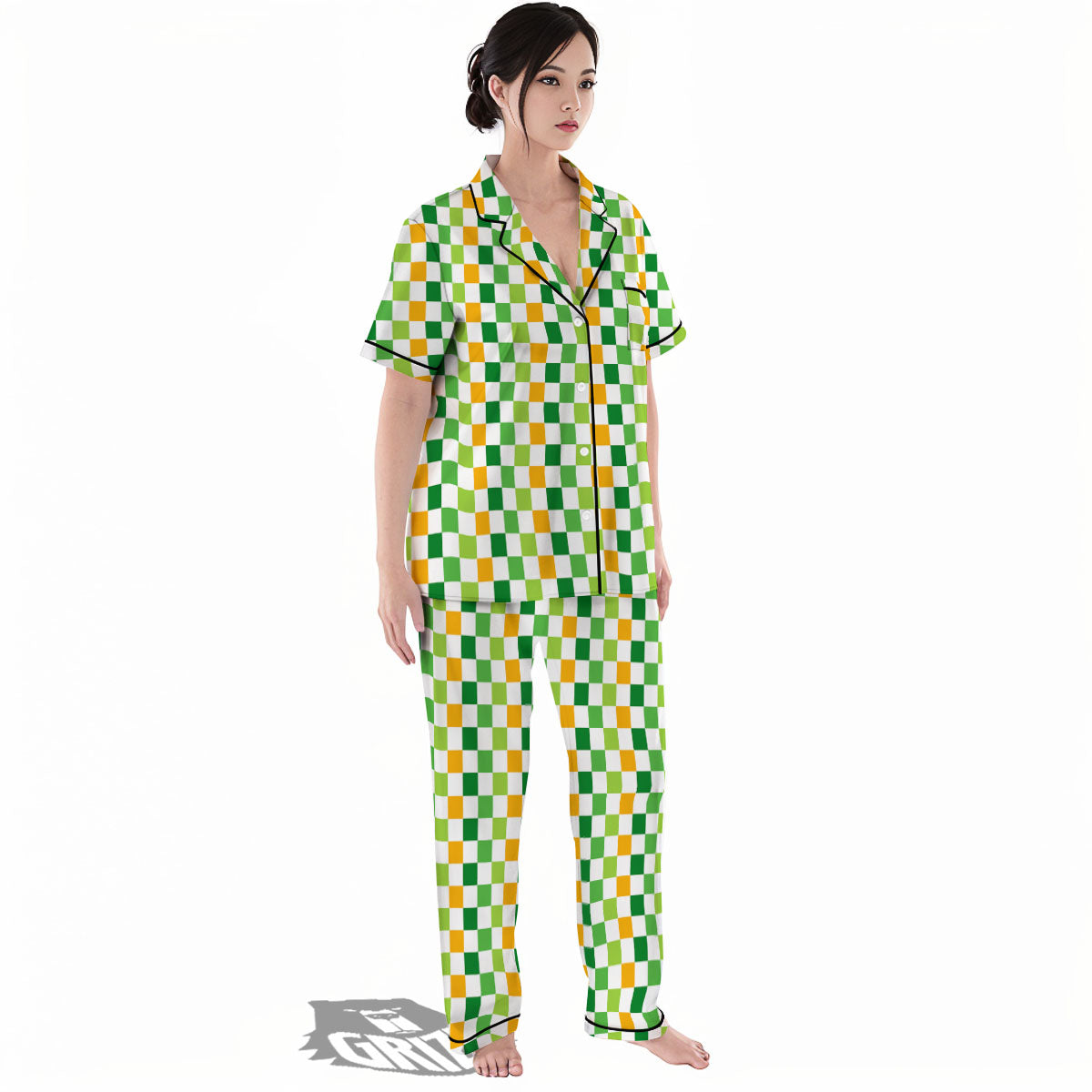 St. Patrick's Day Irish Checkered Print Women's Pajamas Set-grizzshop