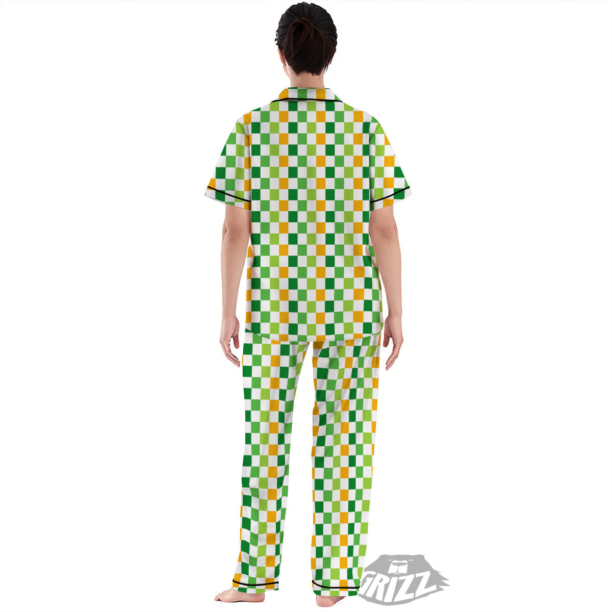 St. Patrick's Day Irish Checkered Print Women's Pajamas Set-grizzshop