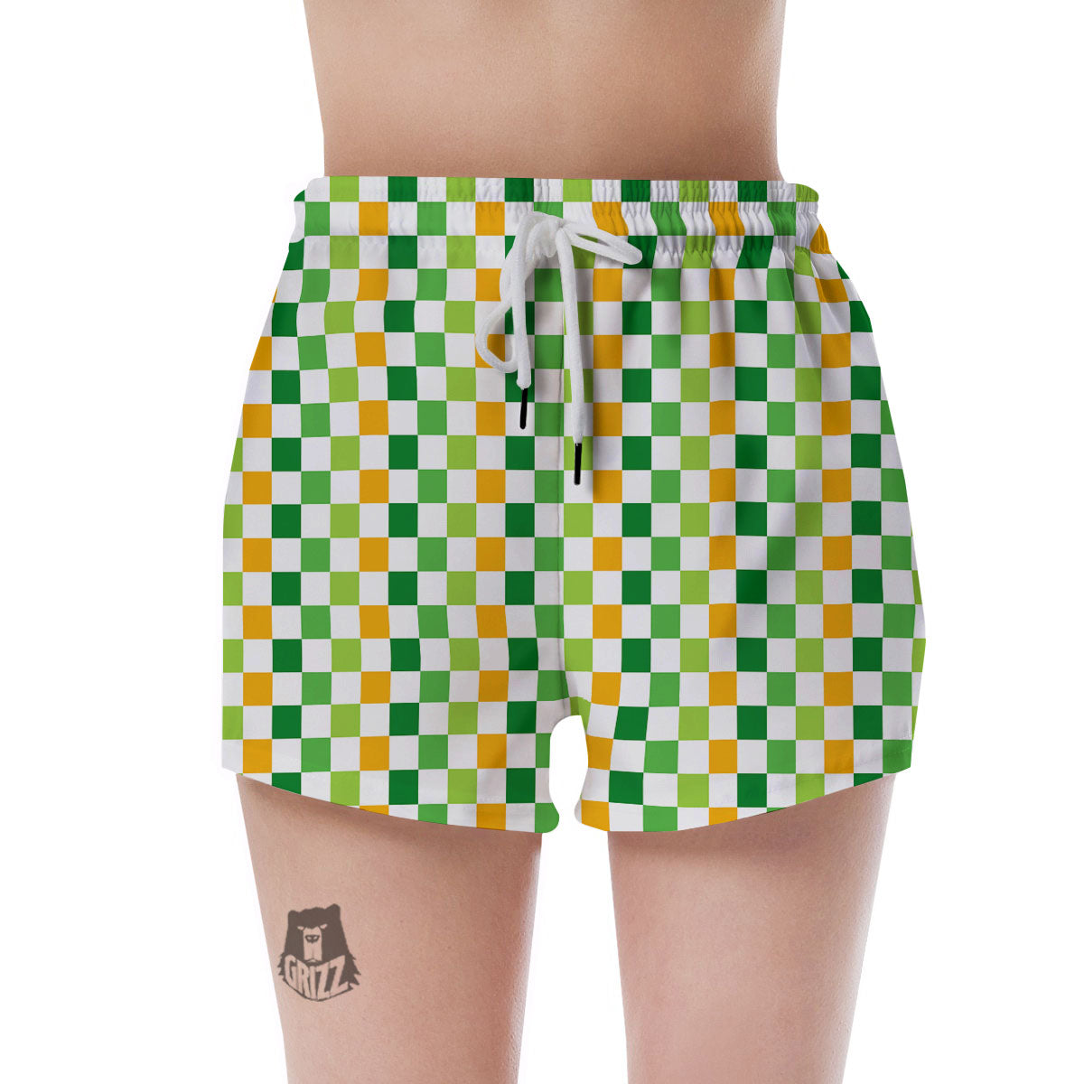 St. Patrick's Day Irish Checkered Print Women's Shorts-grizzshop