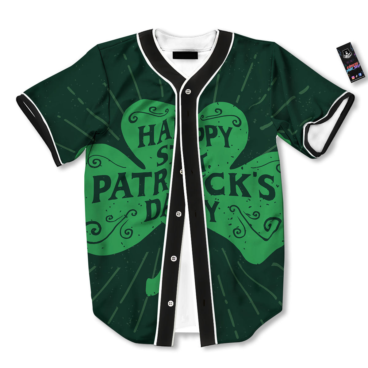 St. Patrick's Day Irish Clover Print Baseball Jersey-grizzshop