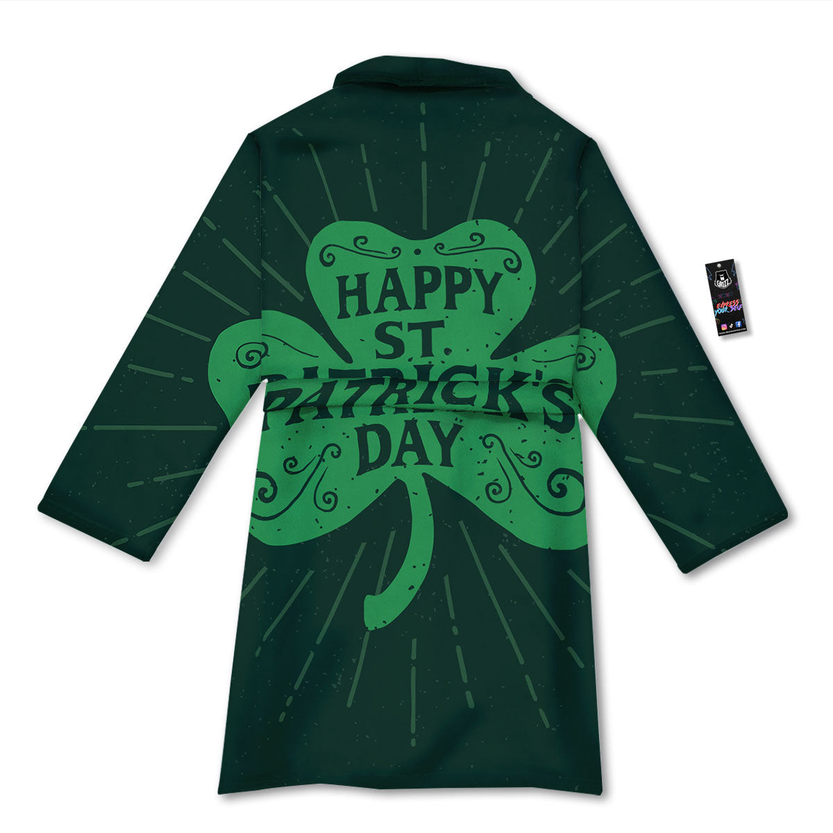 St. Patrick's Day Irish Clover Print Bathrobe-grizzshop