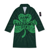 St. Patrick's Day Irish Clover Print Bathrobe-grizzshop