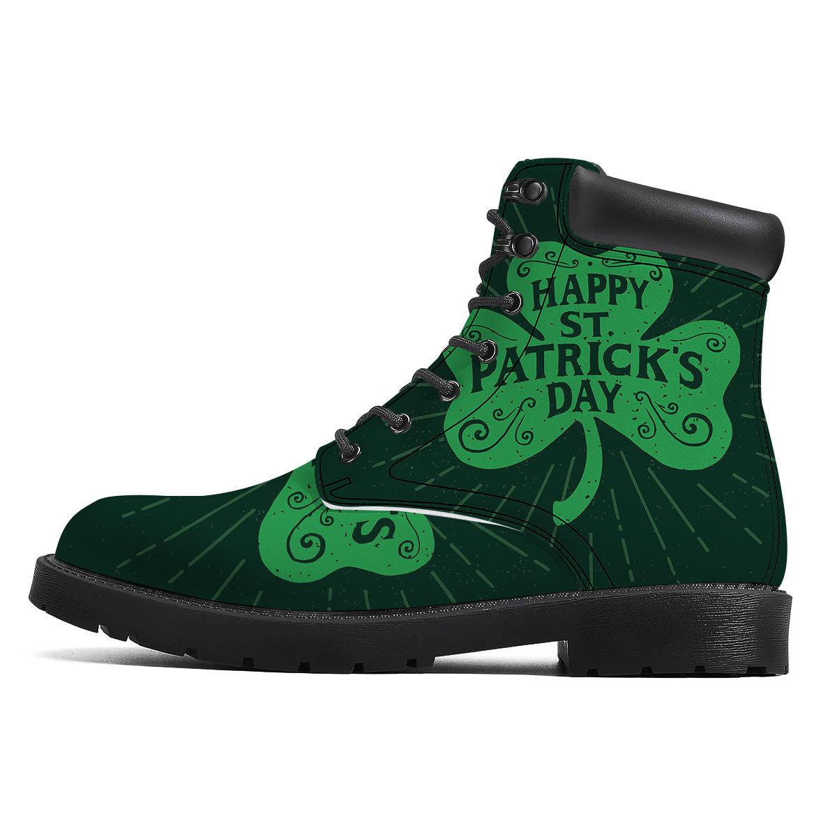 St. Patrick's Day Irish Clover Print Boots-grizzshop