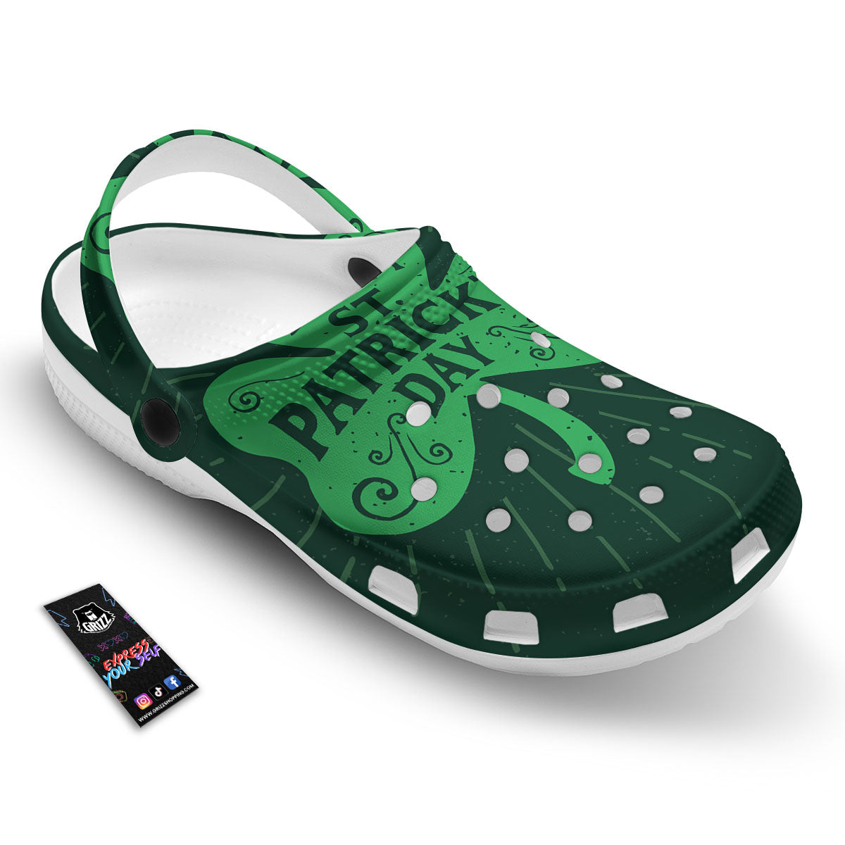 St. Patrick's Day Irish Clover Print Clog-grizzshop