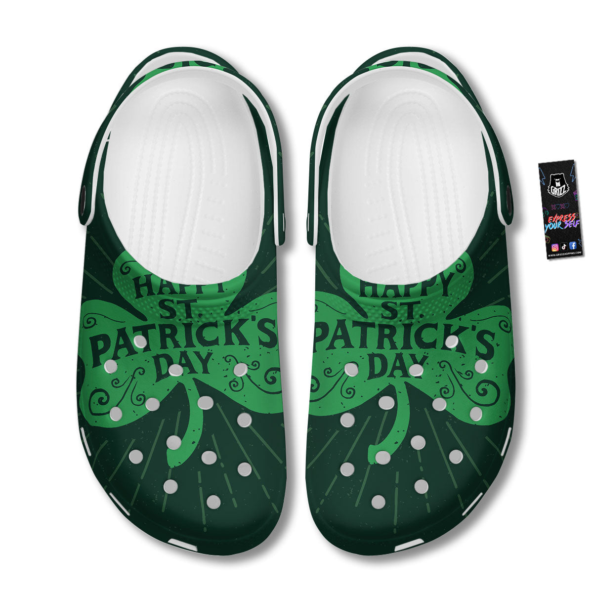 St. Patrick's Day Irish Clover Print Clog-grizzshop