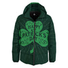 St. Patrick's Day Irish Clover Print Down Jacket-grizzshop