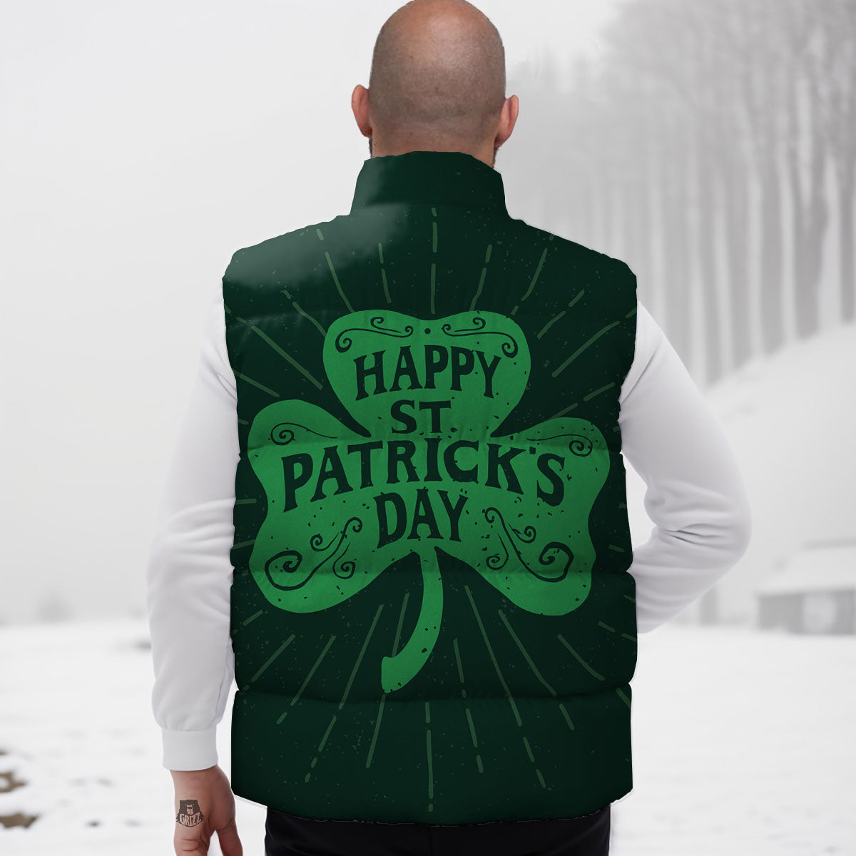 St. Patrick's Day Irish Clover Print Down Vest