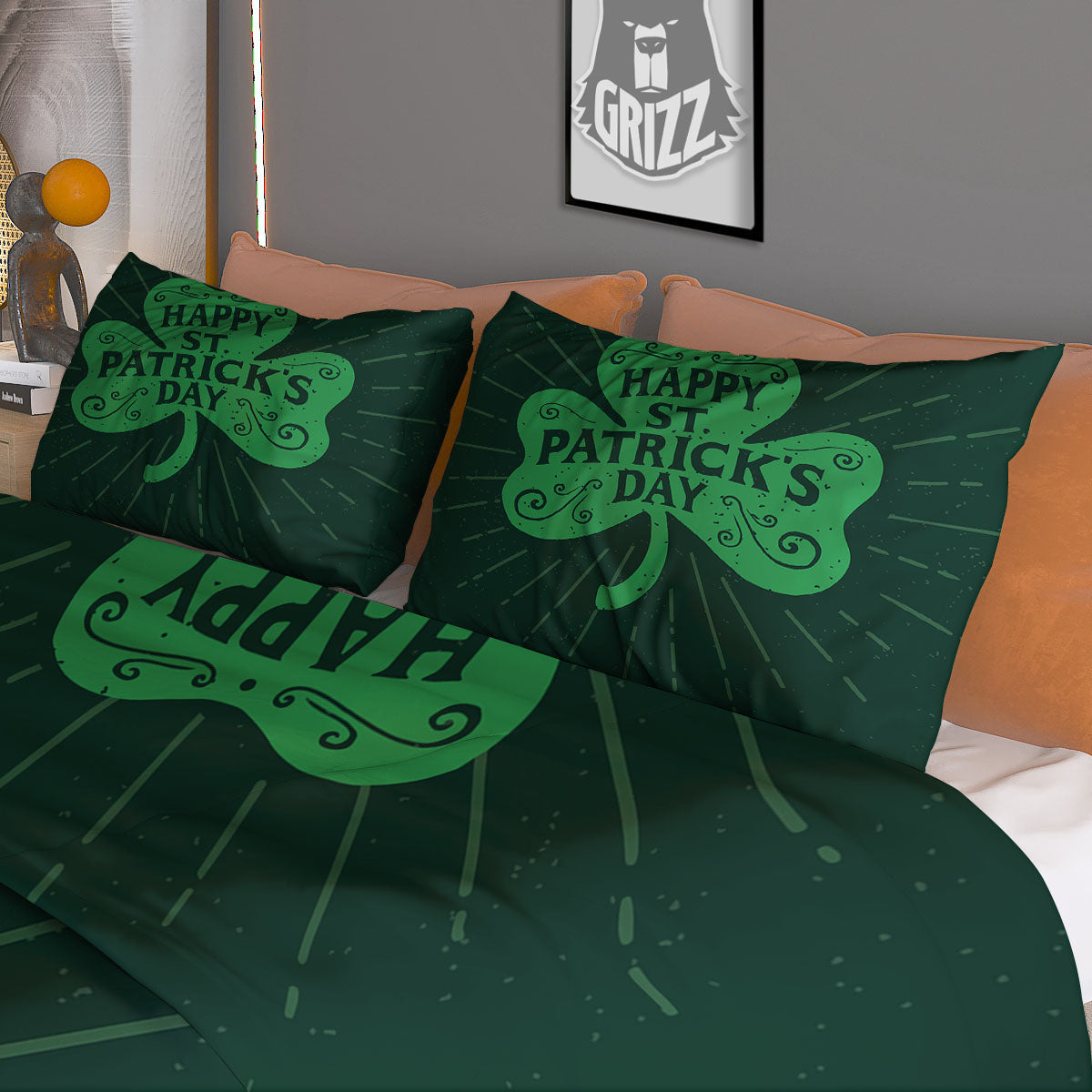 St. Patrick's Day Irish Clover Print Duvet Cover Bedding Set