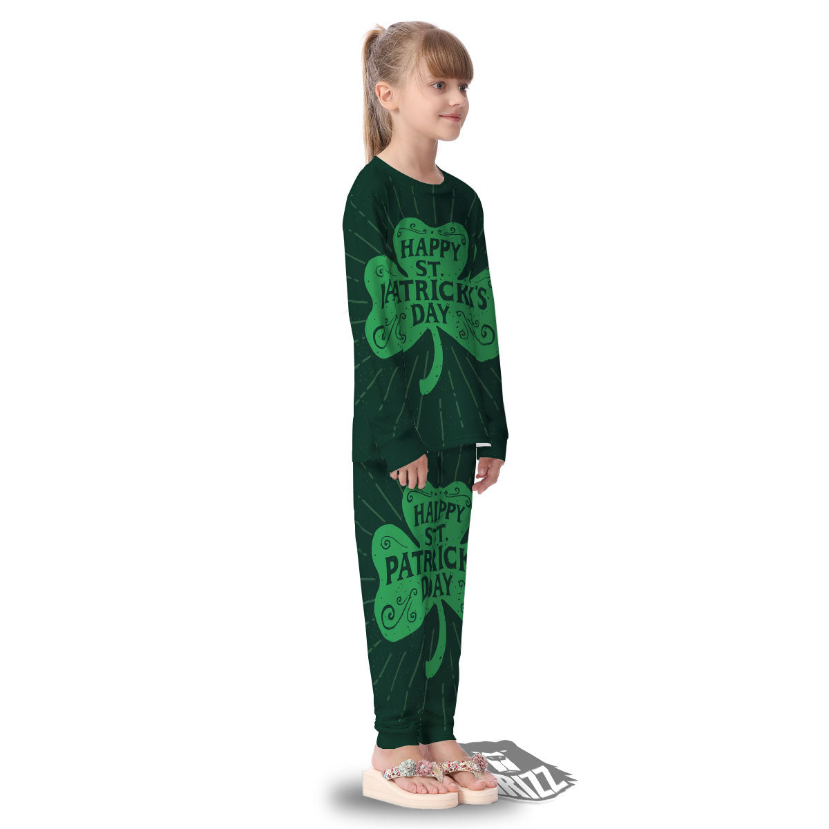 St. Patrick's Day Irish Clover Print Kid's Pajamas-grizzshop